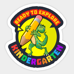 Ready to explore Kindergarten | Cartoon Dinosaur Sticker